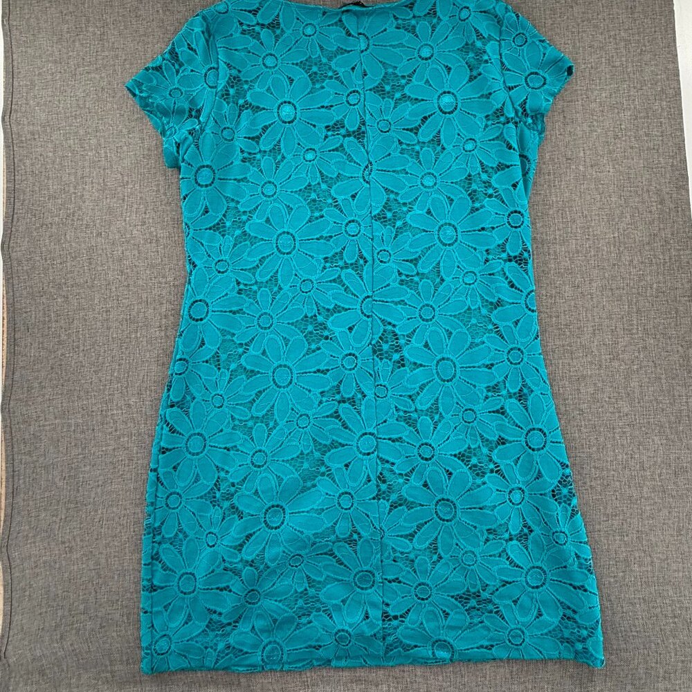 TIANA‎ Sheath Dress Floral Scoop Neck Short SleeveTurquoise Lined Large - Picture 12 of 15